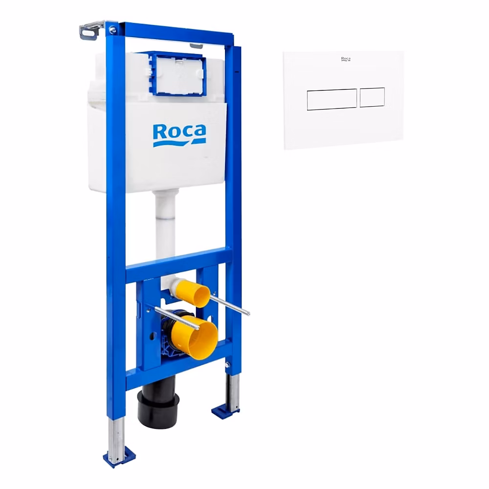Bâti – support WC suspendu, installation sur cloison légère, hauteur 112 cm, chasse 2/4, 6 L + plaque blanche (ROW02, FR)