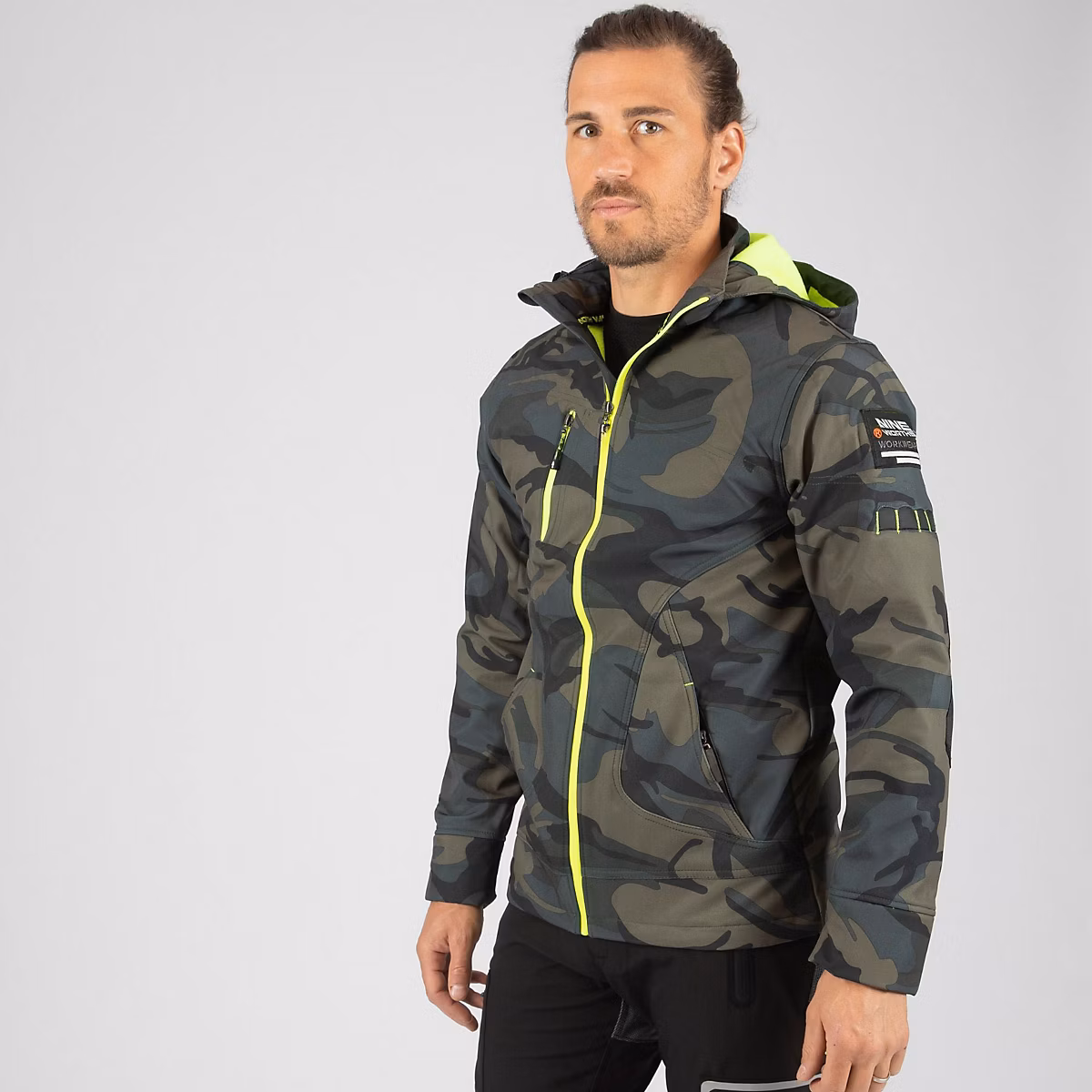 borel – blouson de travail en softshell, 1511 woodland, jaune fluo m