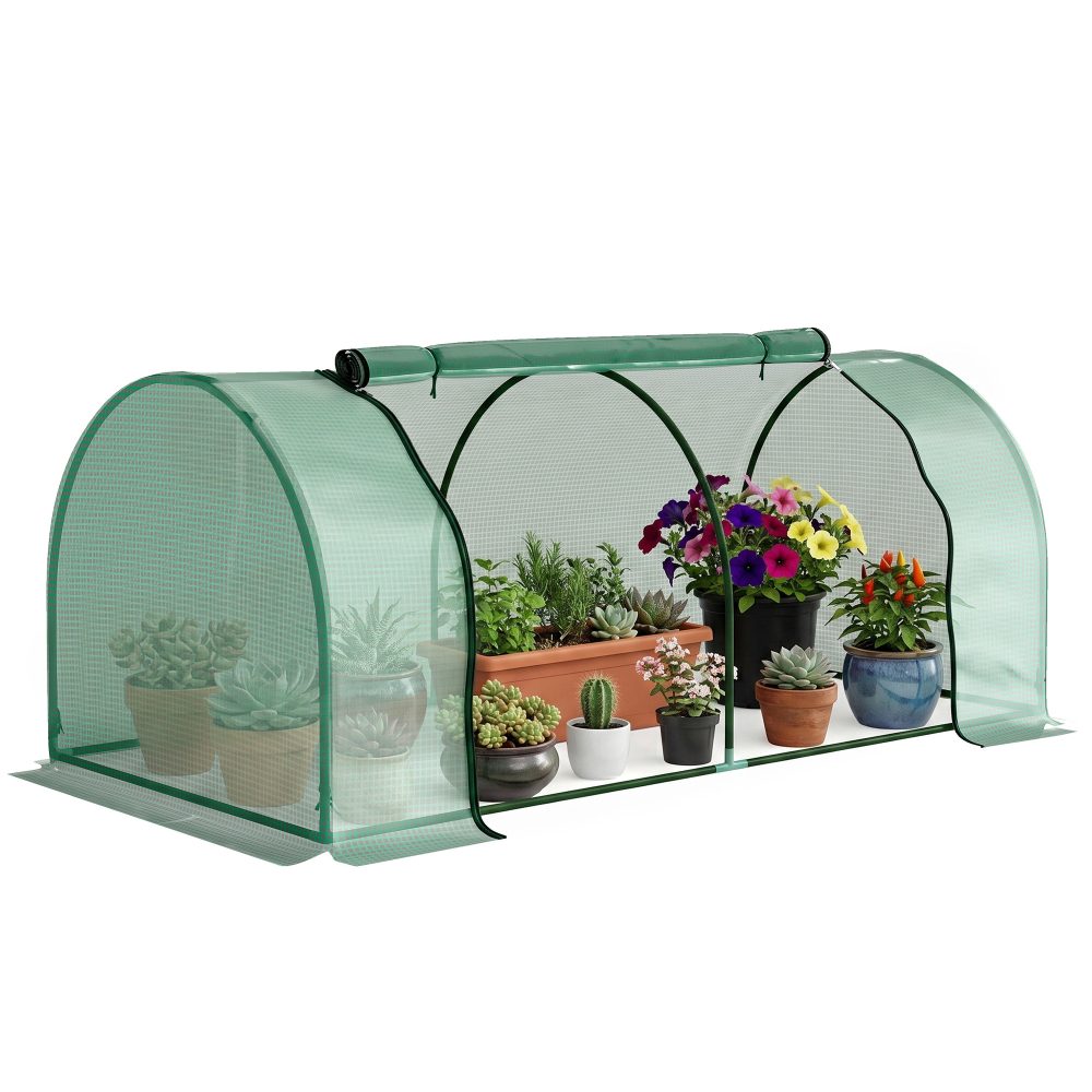 Serre de jardin mini à tomates porte zippée bâche PE 2 x 1 x 0,8 m Acier Vert – Aménagement du jardin