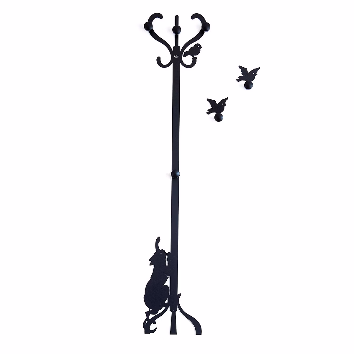 Cintre Mural En Fer Roméo Et Les Oiseaux Avec Boutons En Bois – Design Décoratif Made In Italy 30 × 130 Cm, Style Romantique