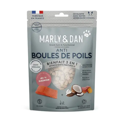 Friandises pour chat tendres bouchées boules de poils Marly & Dan - 40 g