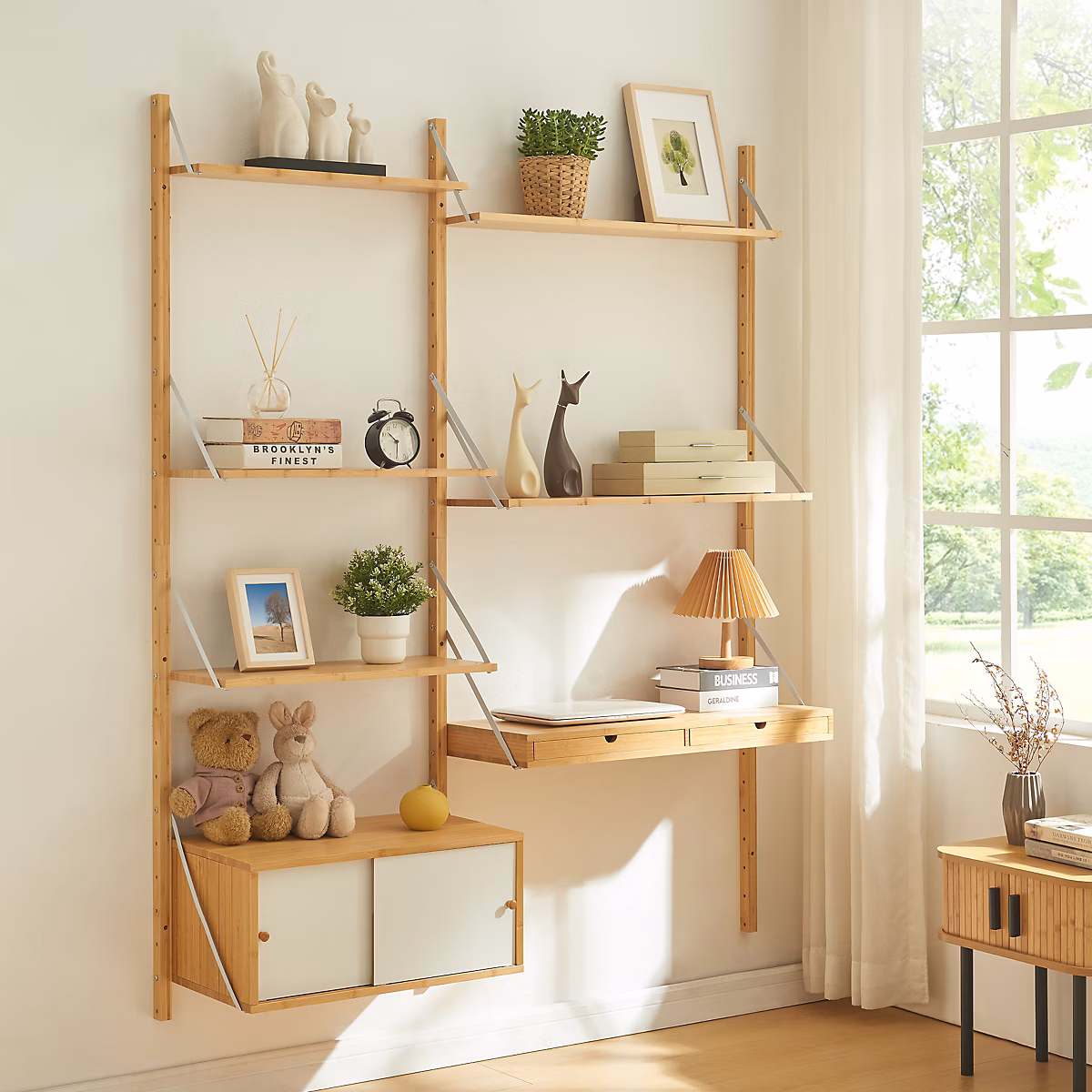 Étagère murale Tingvoll bambou 176 × 147 × 34 cm naturel en.casa