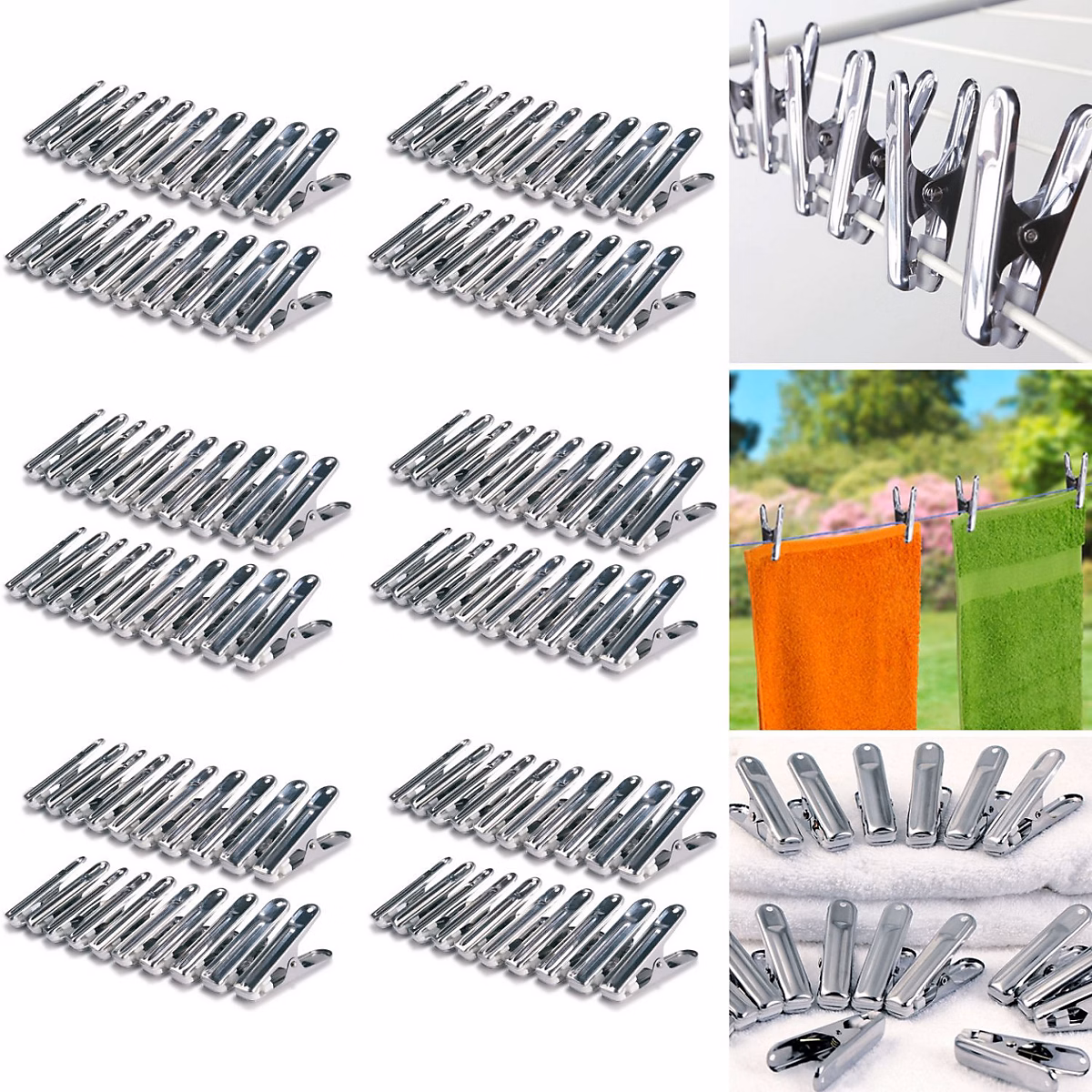 120 pinces à linge inox | pinces incassables – inusables – ne rouillent pas