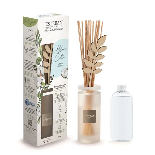 Bouquet parfumé et sa recharge Blanc coton Esteban - 100 ml