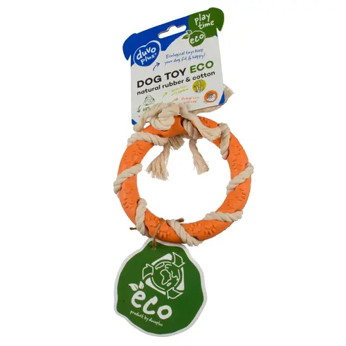 Jouet pour chien en corde et caoutchouc coloris multicolore bague Duvoplus - 12,5 x 12,5 x 3,2 cm