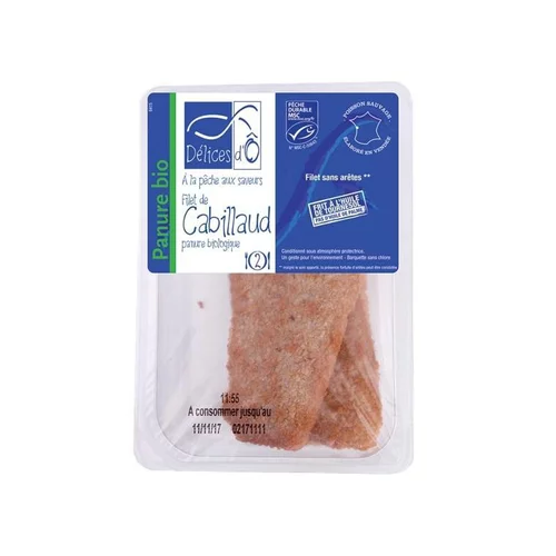 2 filets de cabillaud MSC panure bio Delicdo - 200 g