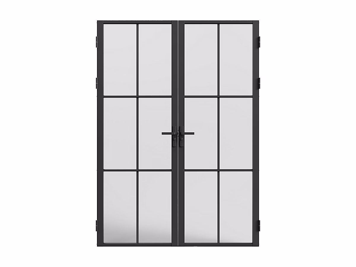 Bloc porte à deux battants en aluminium et verre dépoli | 2 x H204 x L83 cm – Noir – SEROTO