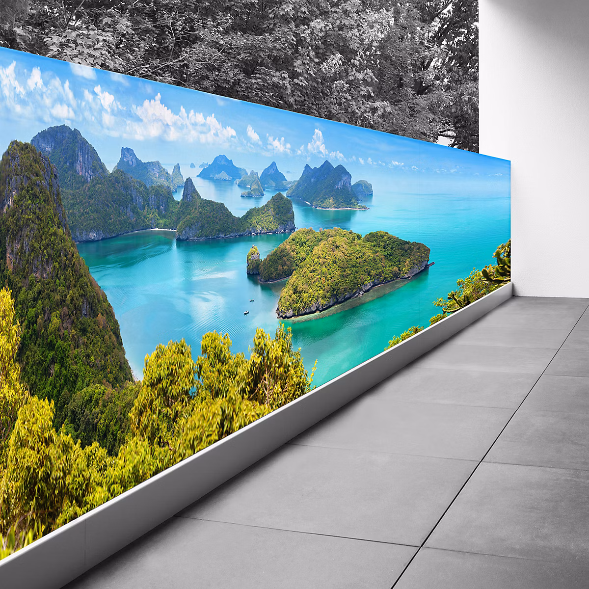 Brise vue Trompe l'oeil – 90 × 360 cm | Iles paradisiaque 3617689697253