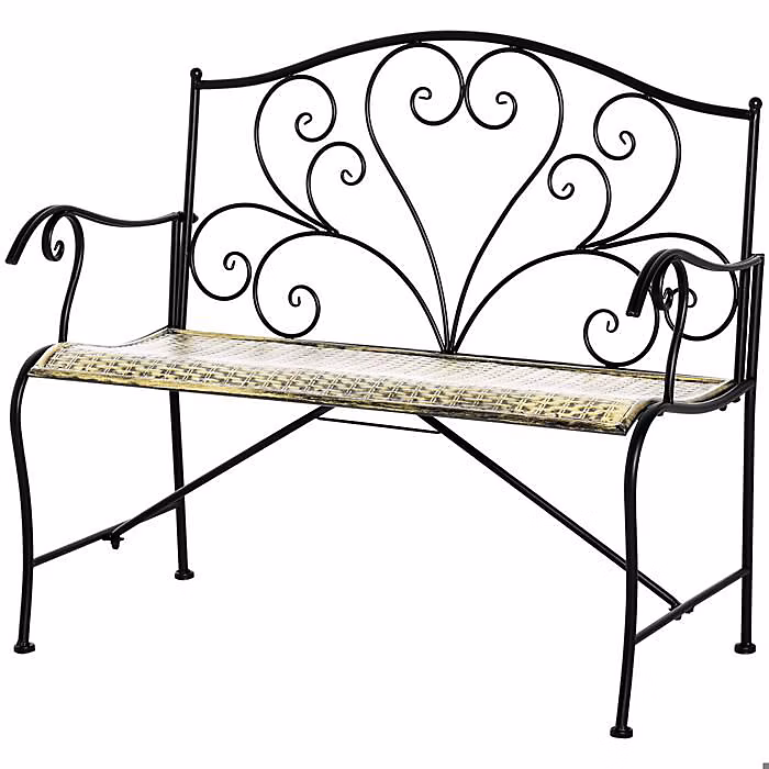 Banc de Jardin Métal Noir et Doré – Réf. KOSZIYLKU7212303386