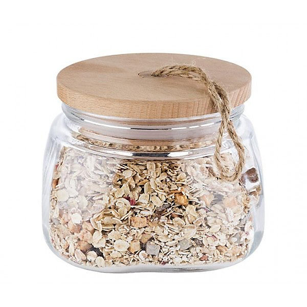 Bocal de conservation en verre avec couvercle en pin – 1 Litre