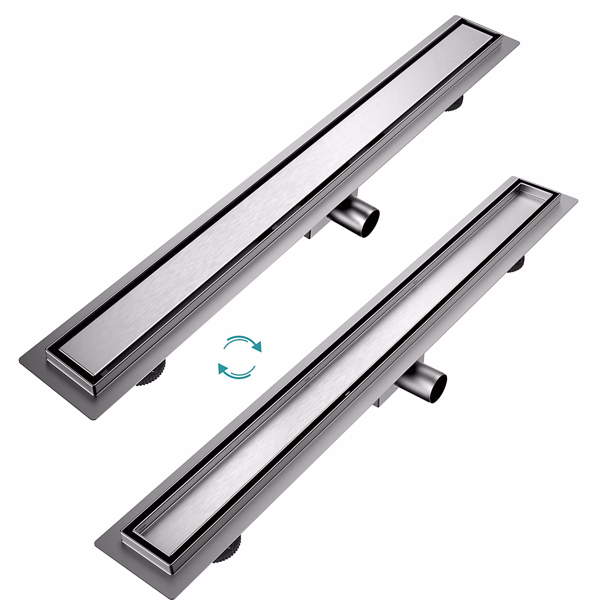 EMKE Siphon de douche linéaire | 80 × 7 cm – inox brossé SUS304 – double installation