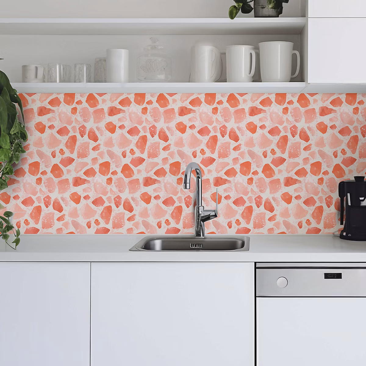 Crédence adhésive Terrazzo style Terracotta 50 × 400cm