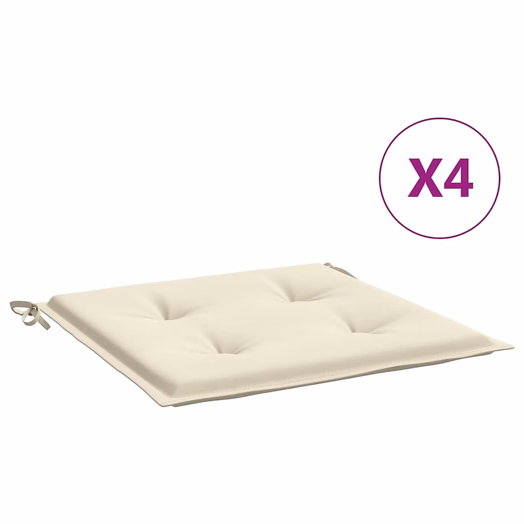 Coussins de chaise jardin crème 50 × 50 × 3cm tissu oxford – Prolenta Premium | lot de 4