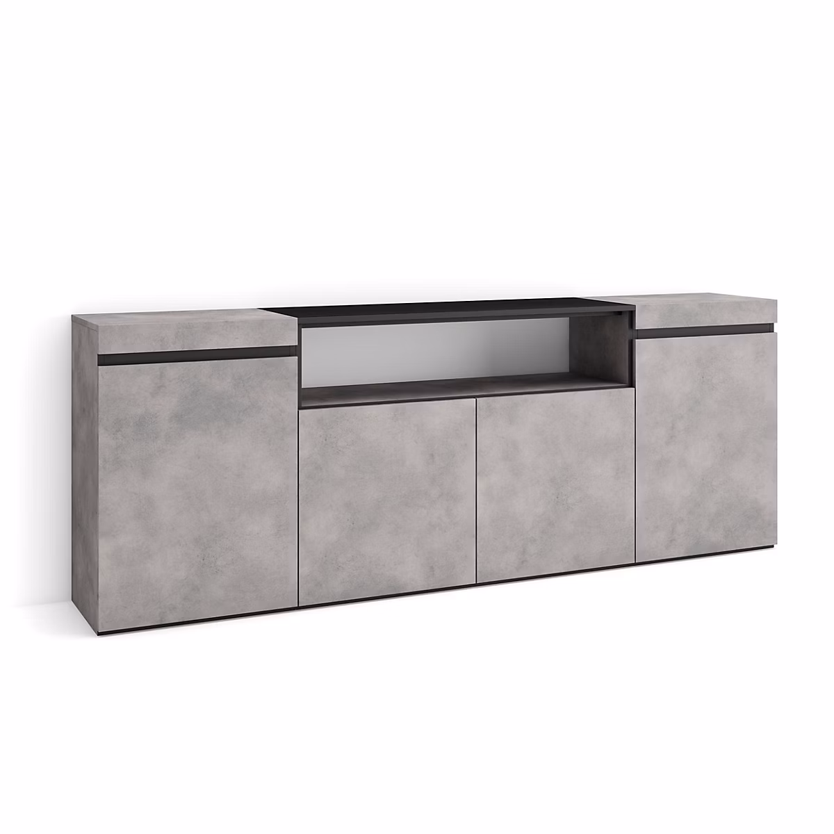 Buffet 200 × 35 × 75cm meuble à chaussures couleur gris ciment