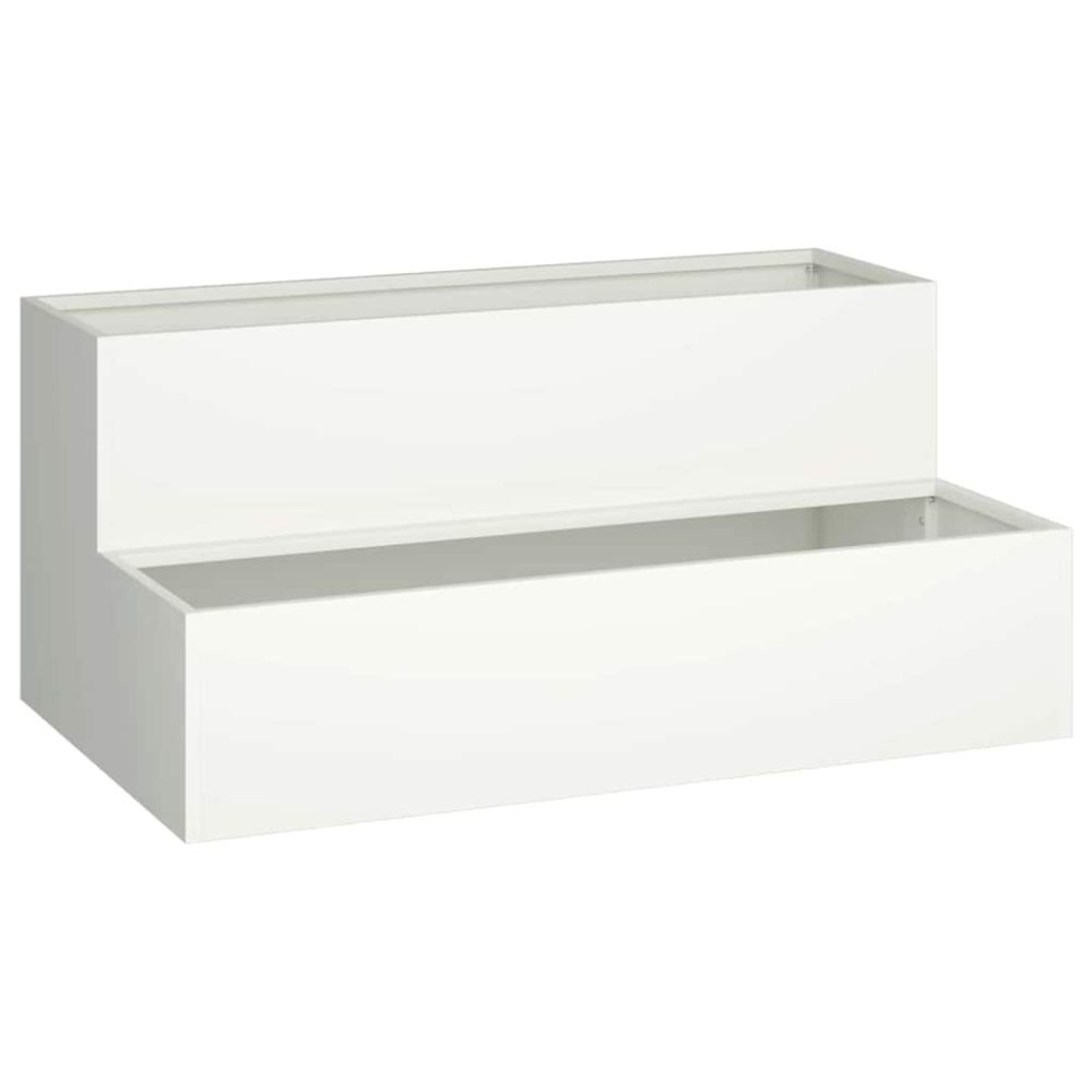 vidaXL Cache pot de jardin Blanc 100 x 60 x 45 cm Acier laminé à froid