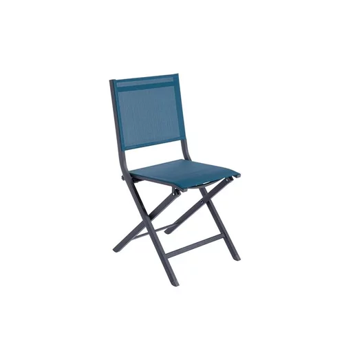 Chaise pliante en aluminium et toile textylène couleur bleue Max - 90 cm