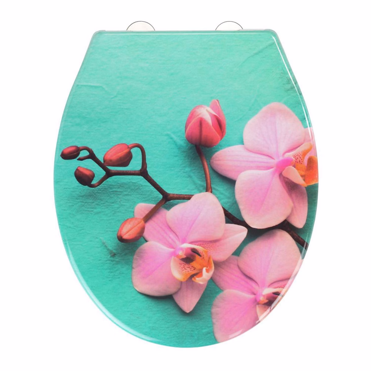Abattant WC à motifs fleurs Multicolore – L. 42.5 x l. 35.5 x H. 5 cm, ORCHIDEE
