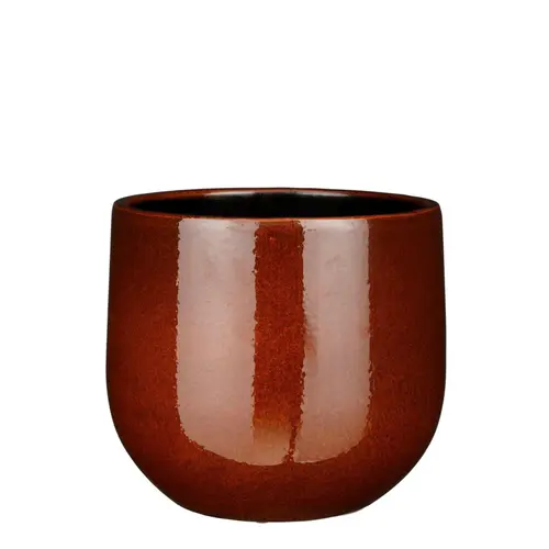 Pablo pot rond coloris marron en céramique - Ø 25 x 20 cm