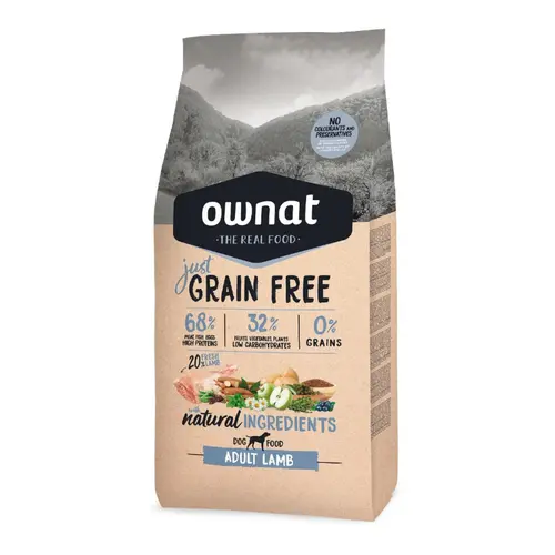 Croquette pour chien adulte Grain Free à l'agneau Ownat - 14 kg