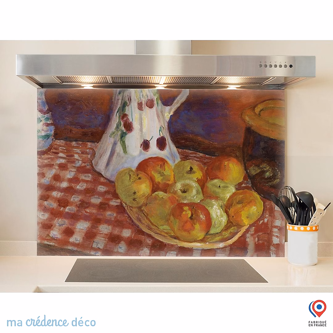 Crédence cuisine fond de hotte Pierre Bonnard – Les Pommes rouges et jaunes | Alu composite | L 90 cm x H 60 cm | MaCrédenceDéco