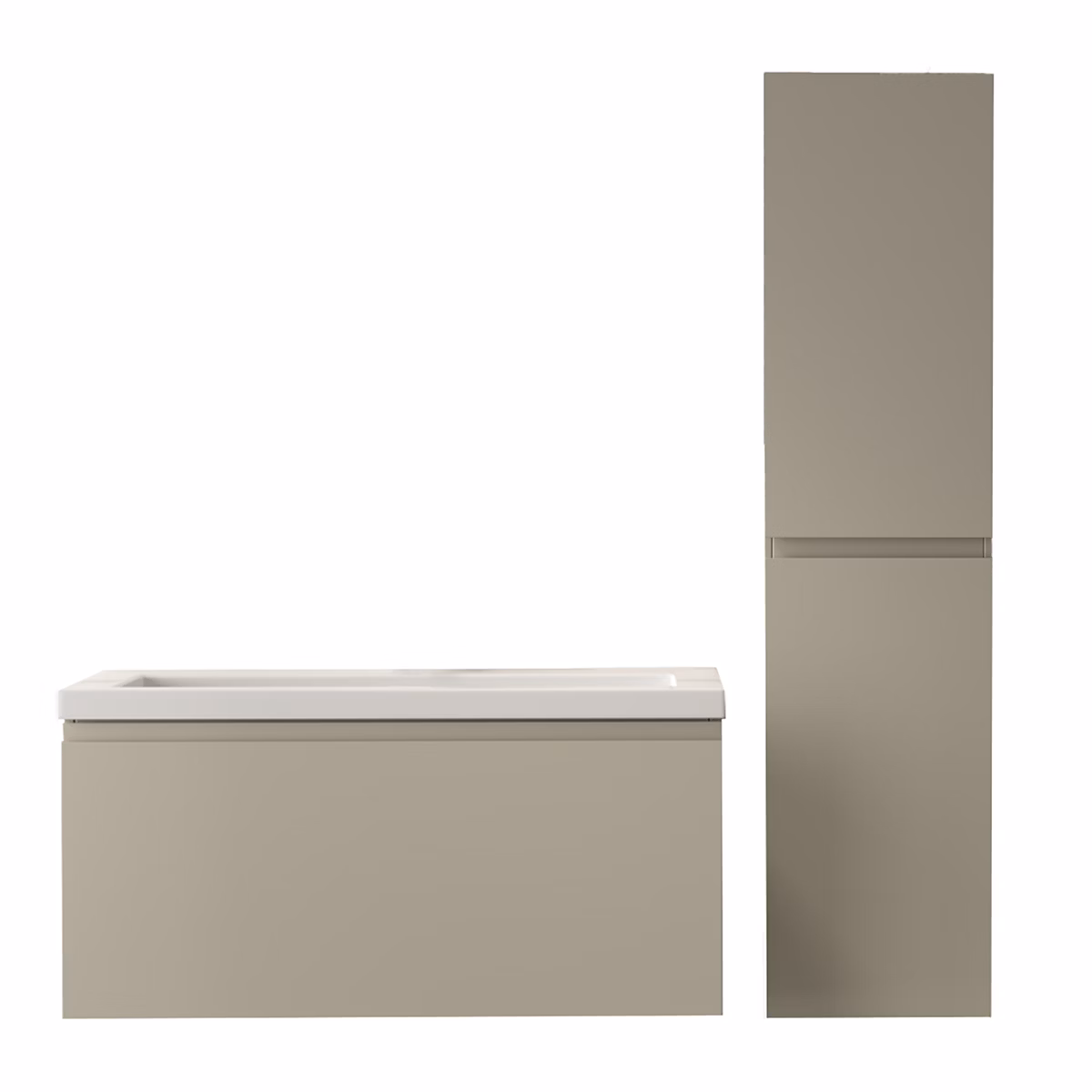 Ensemble meuble vasque blanc 100 cm avec colonne – LOMAZOO Sorrento, greige