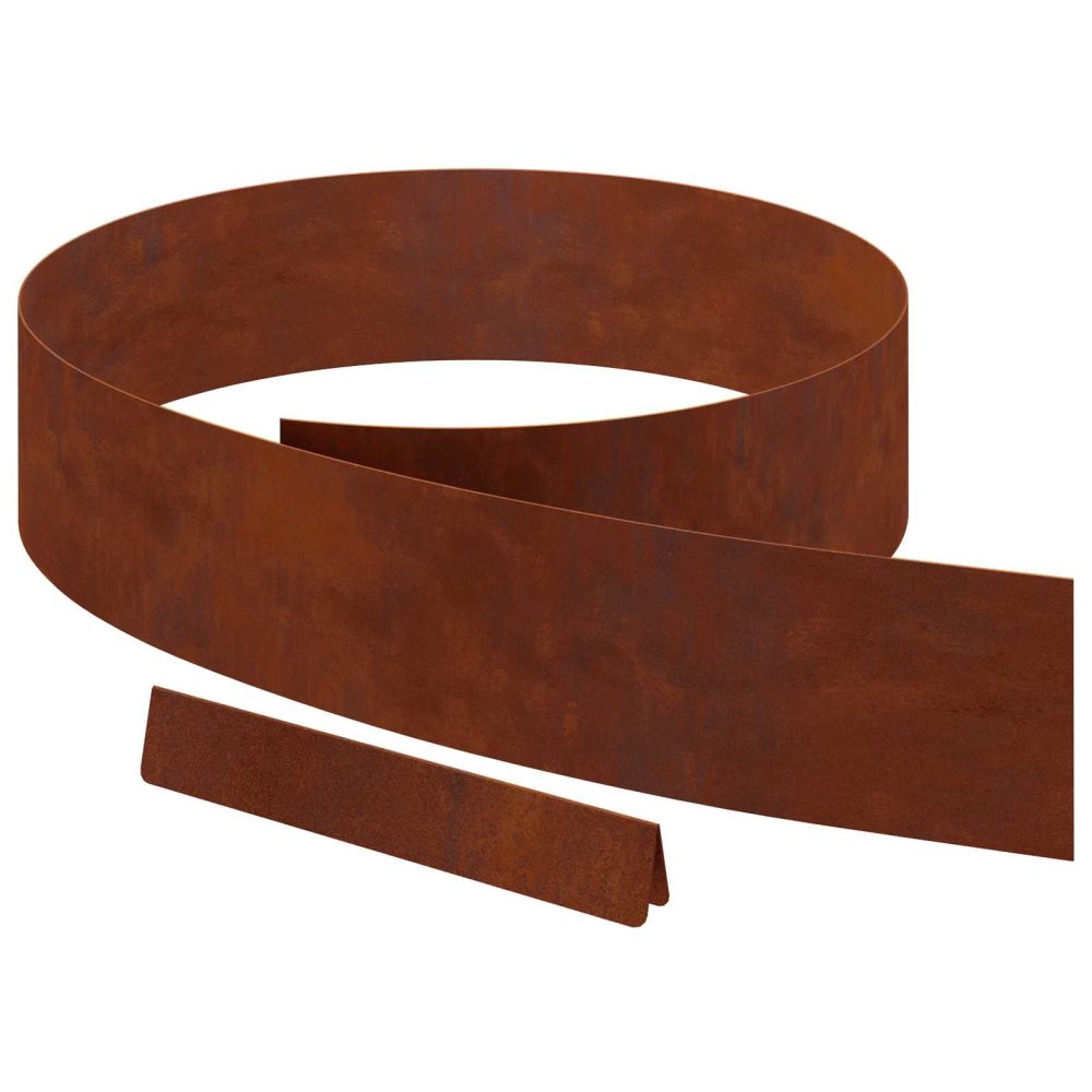 vidaXL Bordure de Pelouse 4 pc 450 x 15 cm Acier patiné Rouillé – 4 pc 15 cm