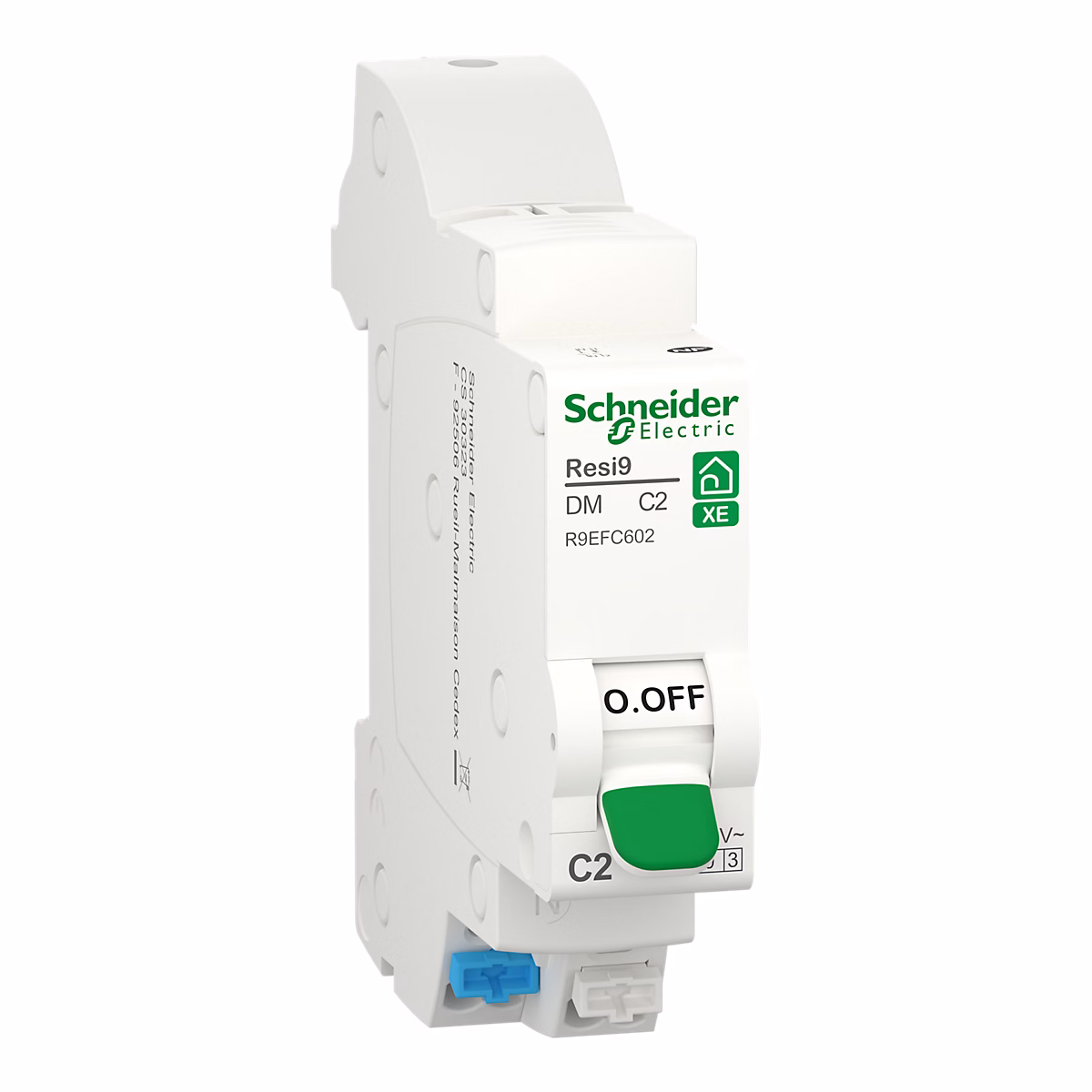 Tableau électrique et protection – Disjoncteur embrochable courbe C phase + neutre 2A Schneider Electric Resi9 XE