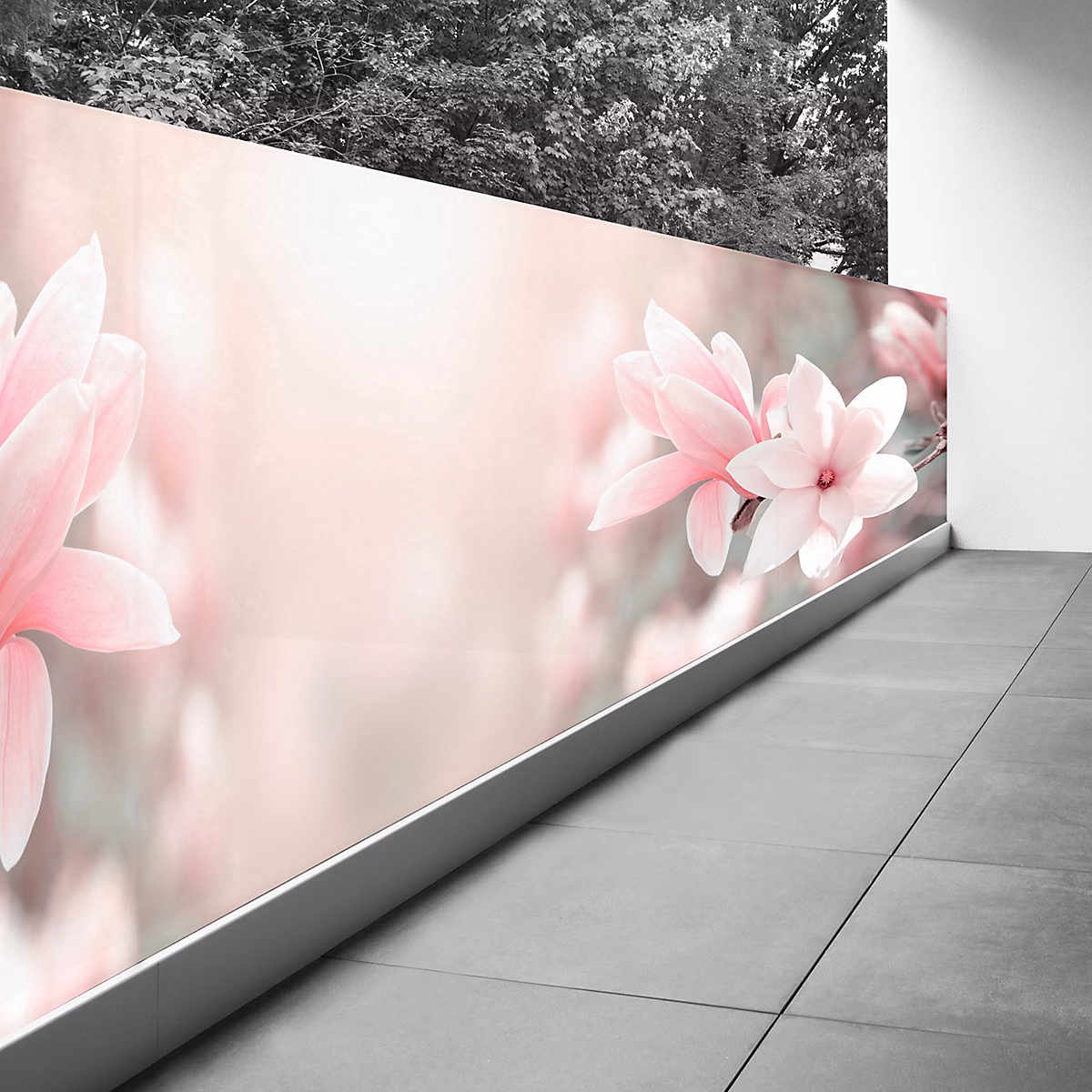 Brise vue Trompe l'oeil – 80 × 300 cm, Fleurs 3617689698359