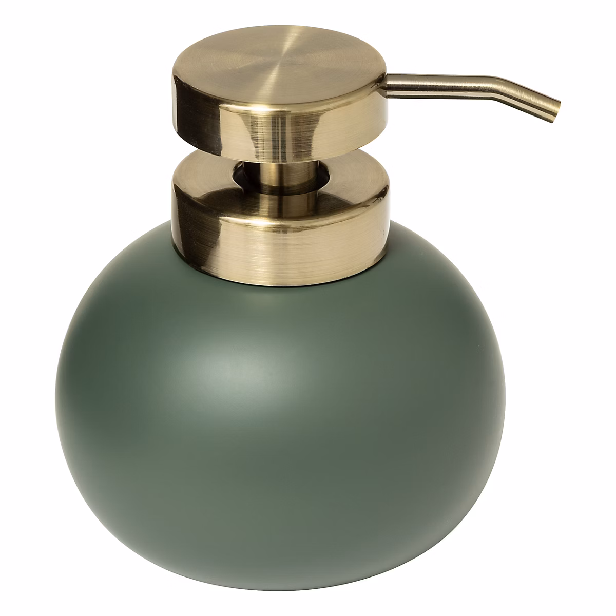 Distributeur de savon à pompe coloris vert ficus et acier doré – 5Five Duo