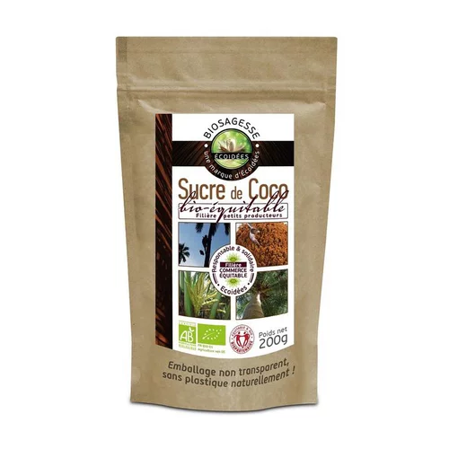 Sucre de coco moulu bio équitable en sachet de 200 g