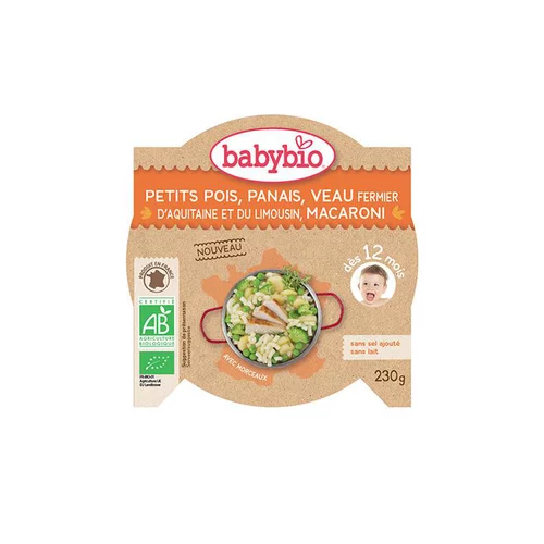 Menu du jour petit pois panais courgette et veau Babybio 2 x 200 g