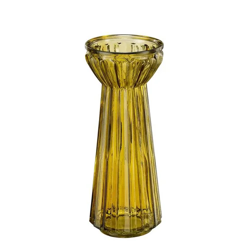Vase haut en verre jaune - Ø 9,5 x H 24 cm