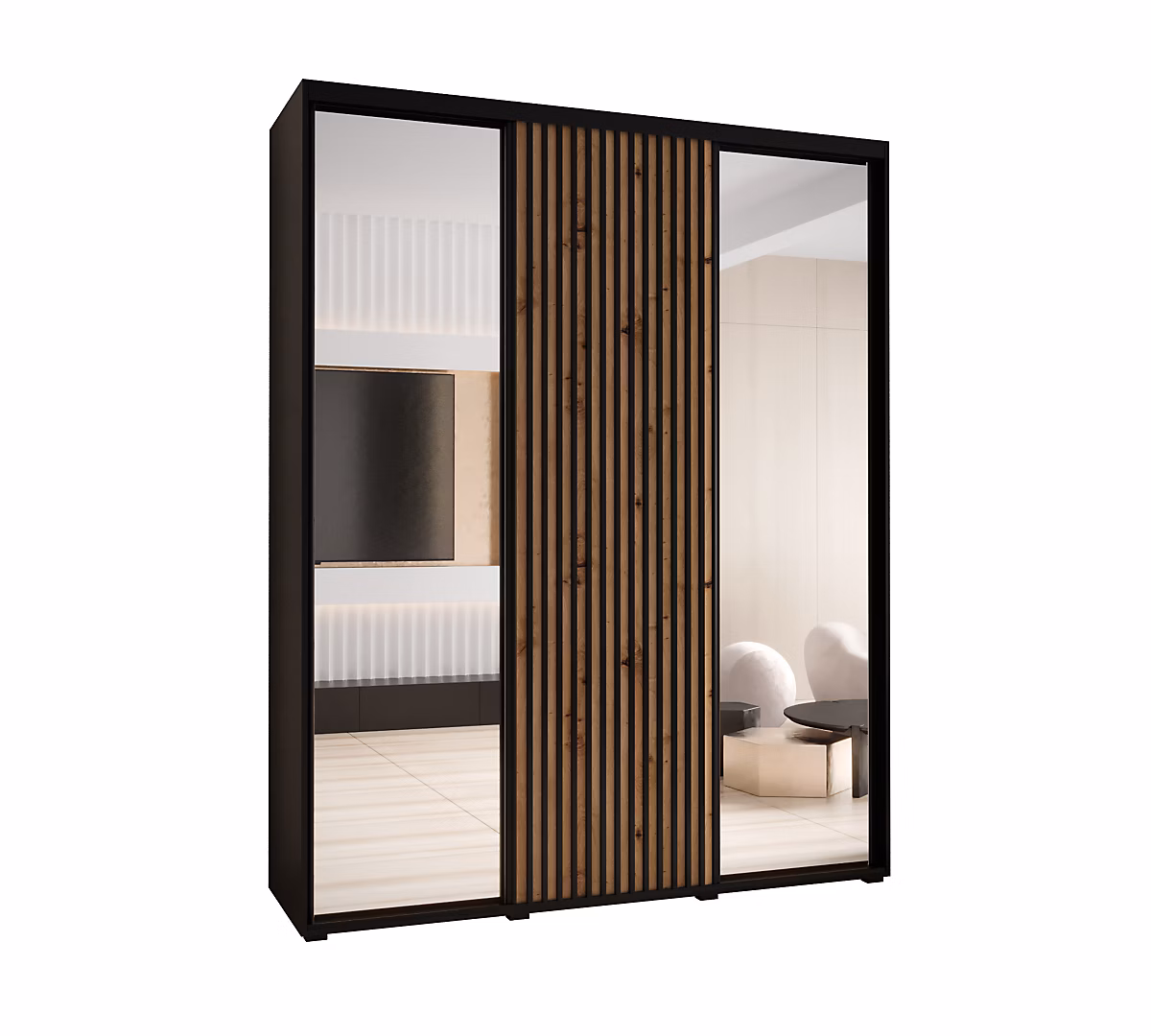 Armoire Lanko 2 a portes coulissantes H. 235 – 2 x L. 190 x P. 60 3 portes