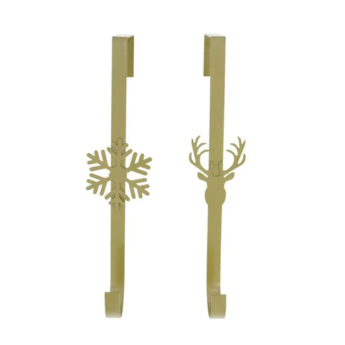 Couronne accroche-porte coloris or en métal - 12 x 7,5 cm
