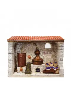 Décor de crèche de Noël distillerie façade Santons Escoffier - 22,5 x 5 x 17 cm