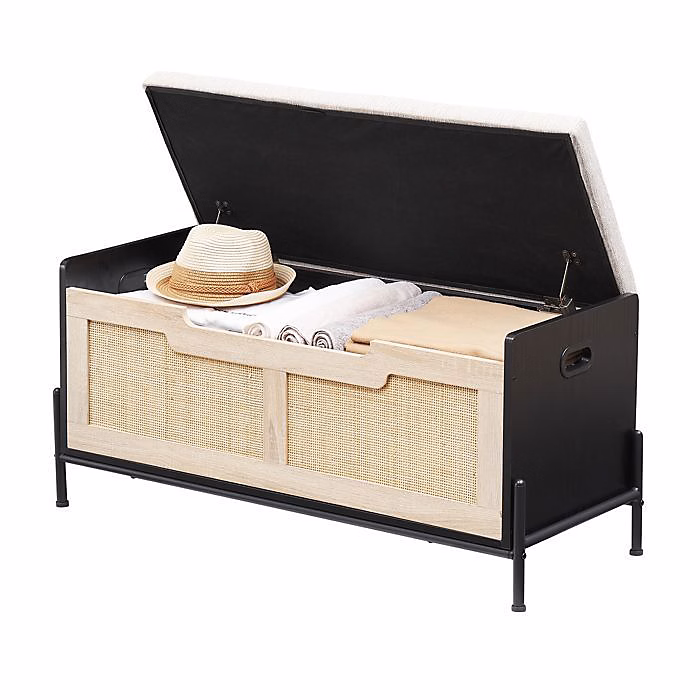 Banc de Rangement – PROMIRACAL, Noir, 100 × 40 × 46cm, Multifonctionnel, Style Scandinave