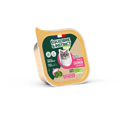 Aliment humide pour chat adulte saumon brocolis bio Équilibre & Instinct - 85 g