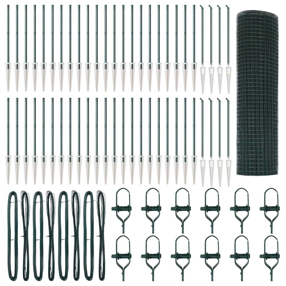 vidaXL Clôture en fil soudé avec pointes 100 x 1 m Vert Maille – 1 m 1,2 cm