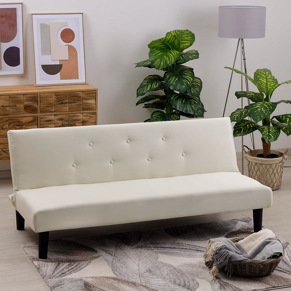 Canapé-Lit Clic Clac Noir – Sofa Convertible Inclinable Rembourré avec Pieds en Plastique