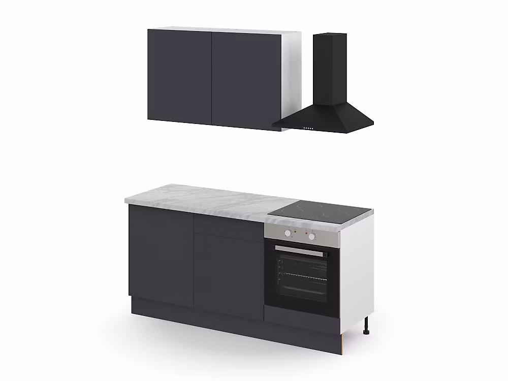 Cuisine complète GoodHome Stevia bleu mat 2 caissons hauts + 3 bas sans électroménager l.80 cm | Cuisine