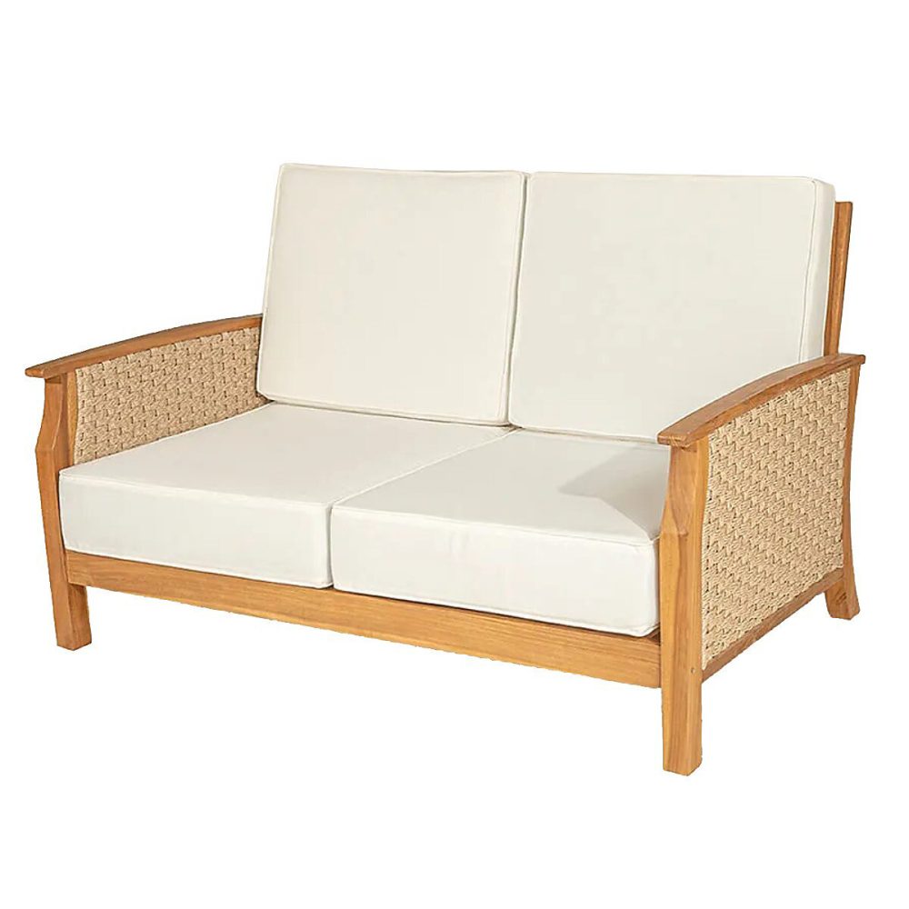 Salon et mobilier de jardin – Canapé de jardin en teck extérieur avec coussins en oléfine