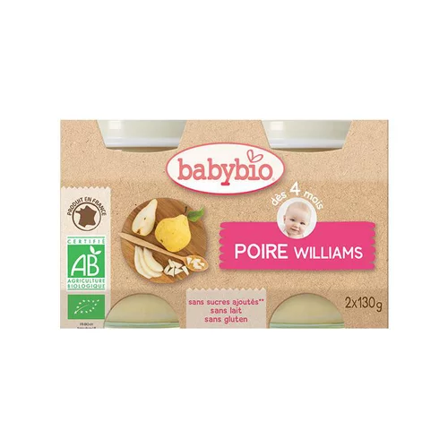 Petits pots poire williams Babybio 2 x 130 g