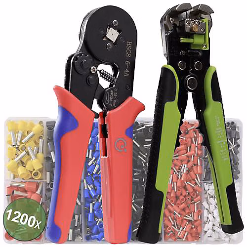 Assortiment 1 200 embouts partiellement isolés avec pince à sertir et pince multifonction 22T023 – Réf. QTBIDJWKZ9354895200