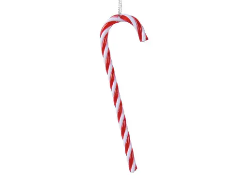 Sucre d’orge rouge et blanc à suspendre - H 12,2 cm