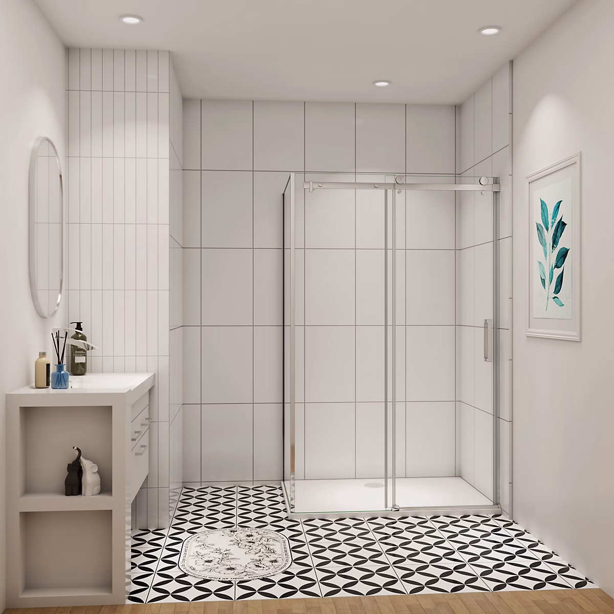 cabine de douche coulissante 120 × 70 × 195cm | Installation réversible – 8mm verre de sécurité – porte de douche coulissante