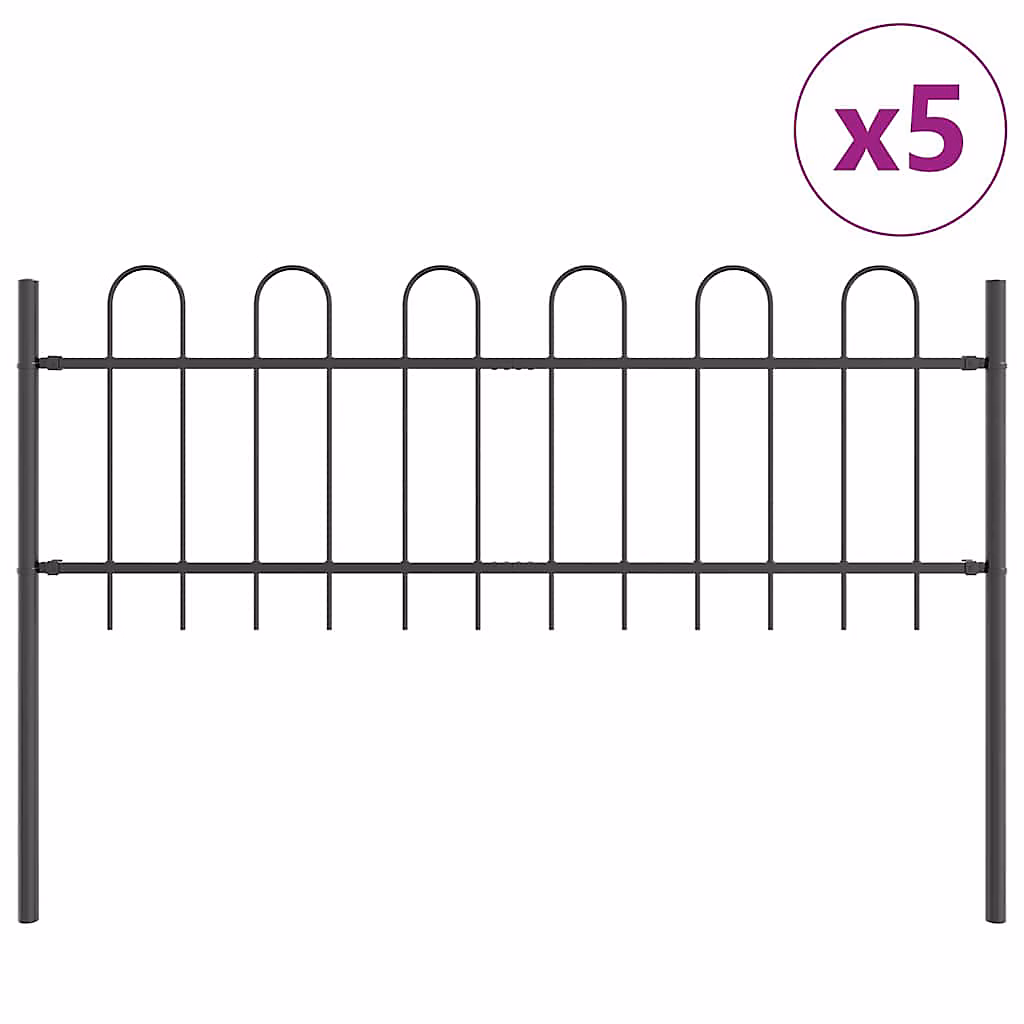 Clôture de jardin BOXTEL 5 pc 8 – 5 × 0,6 m Gris vidaXL