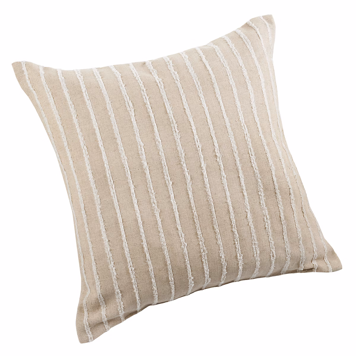 Coussin lin et coton rayures tuftées (50 × 50 cm – Lin)