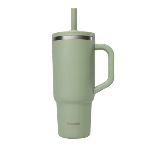 Travel cup isotherme en inox avec bouchon étanche Qwetch Matt vert tilleul - 900 ml