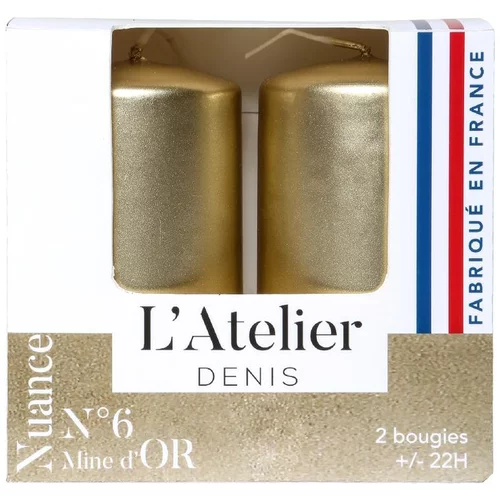 Bougie cylindrique or L’Atelier de Denis - Le pack de 2