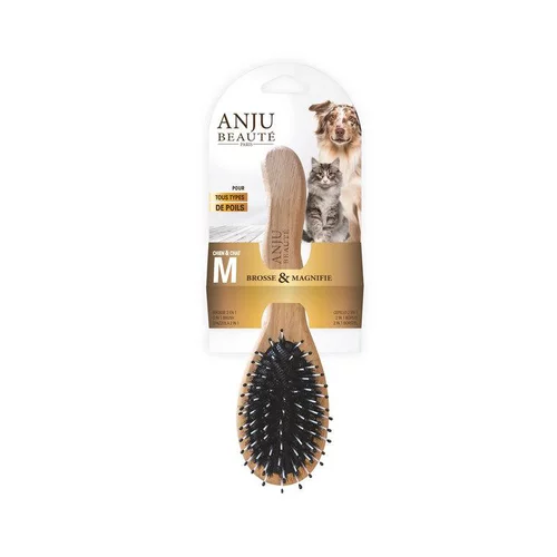 Brosse pour chien et chat 2 en 1 coloris marron Anju Beauté – Taille M